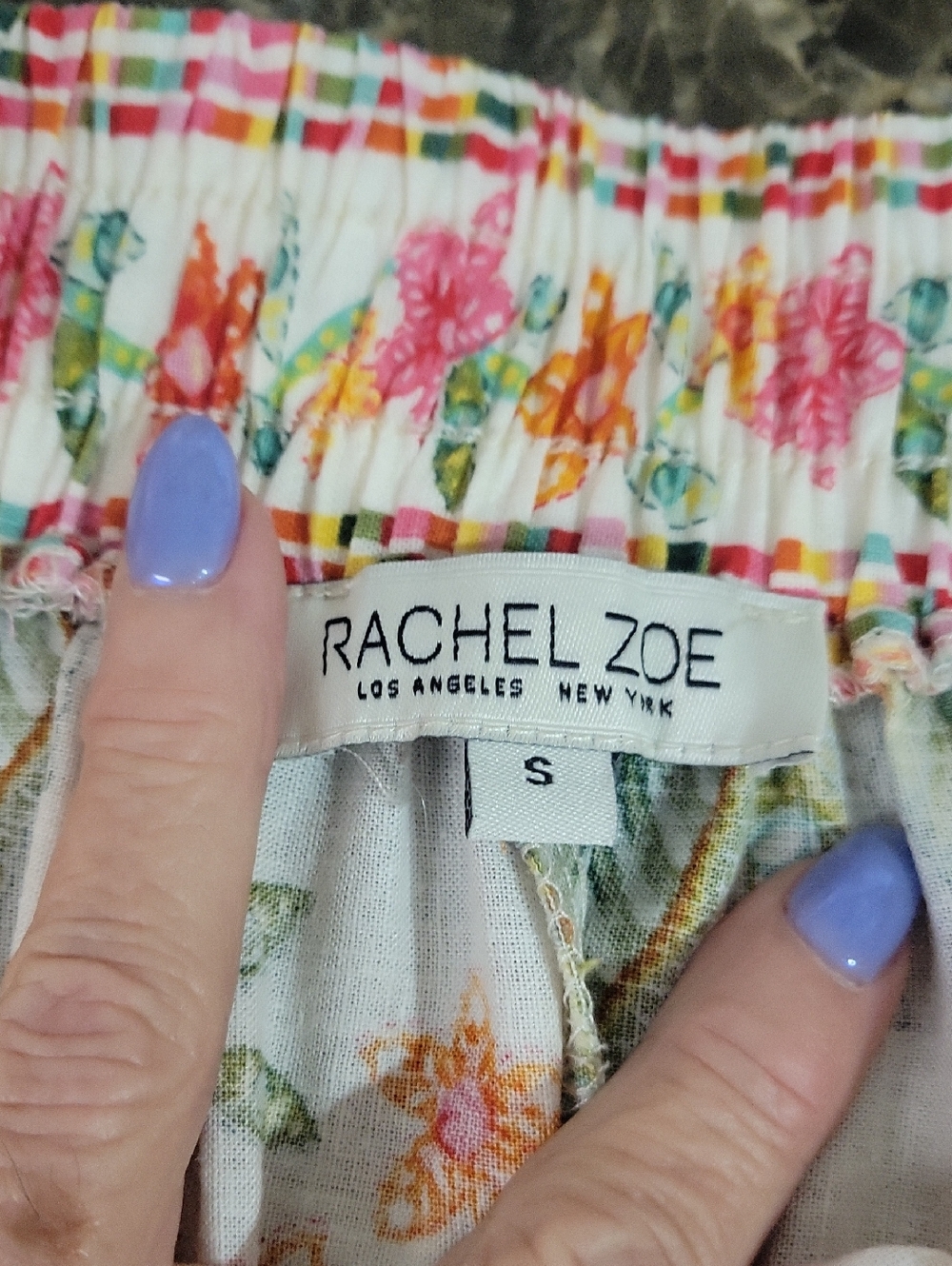 Rachel Zoe Floral Wide-legged Pants in Pink, Orange & Green on White - Picture 4 of 5